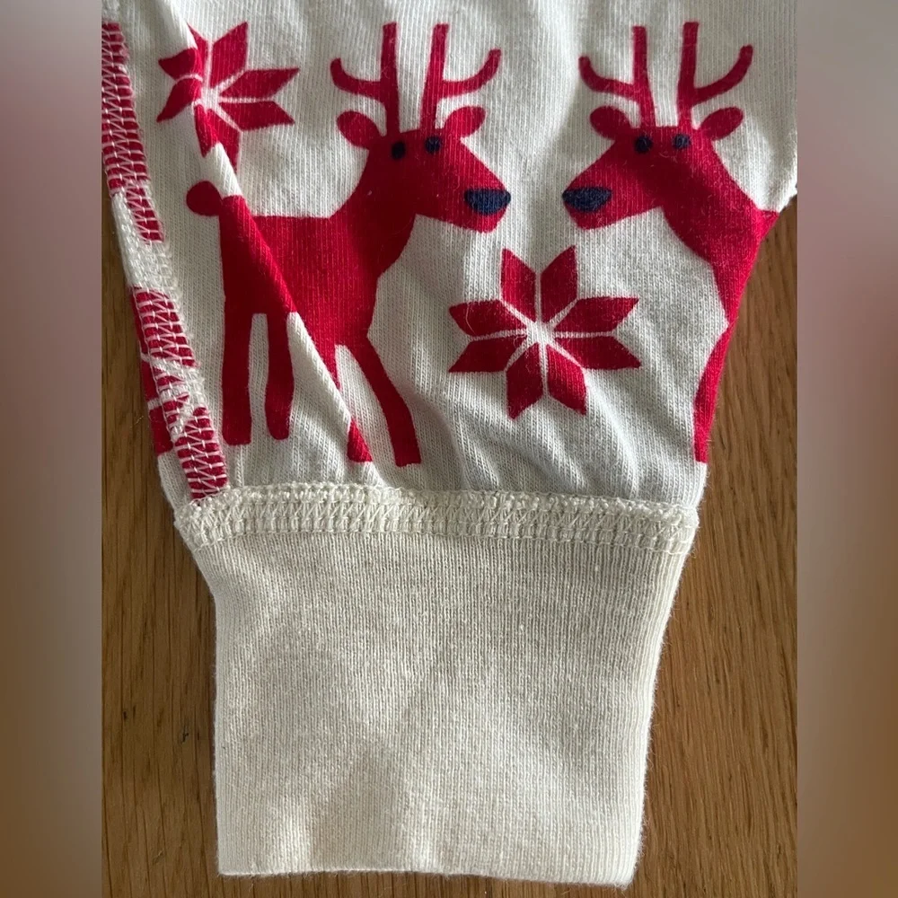 0-3m Hanna Andersson 2 Piece Reindeer Jumper and Red Shirt Baby Set